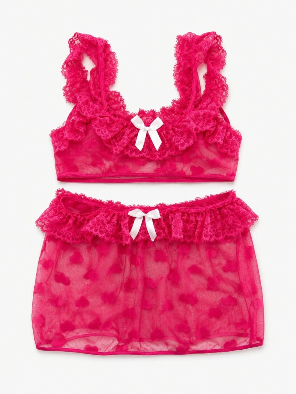 3 Piece Off Shoulder Heart Lace Sexy Lingerie Set Bra Panty